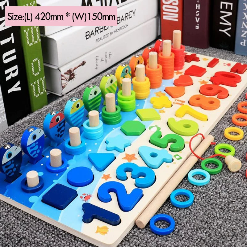Montessori Houten Puzzel Visspel - Educatief Speelgoed voor Peuters