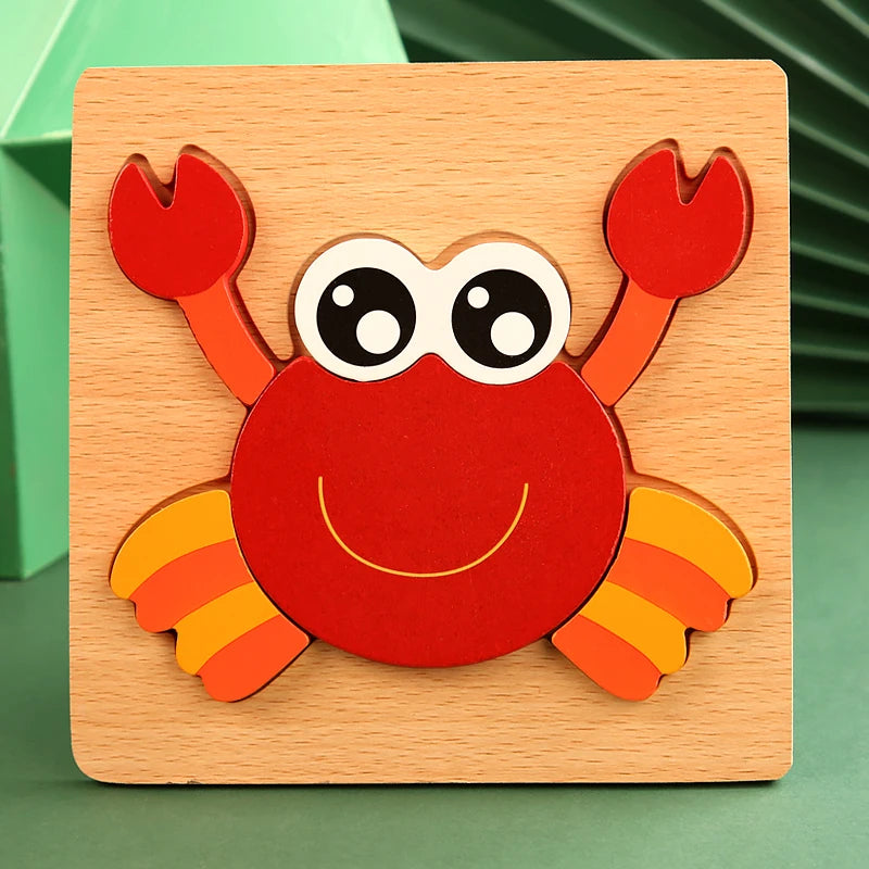 3D Houten Dieren Puzzel - Educatief Speelgoed voor Baby's en Peuters