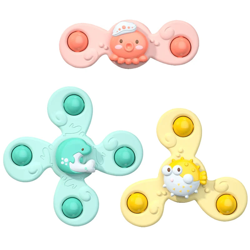 Jouets de bain Montessori - Toupie à ventouse rotative pour bébés et tout-petits