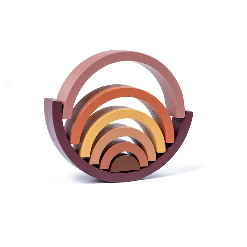 Pont arc-en-ciel Montessori - Blocs de construction en bois, jouets d'apprentissage des couleurs pour bébé