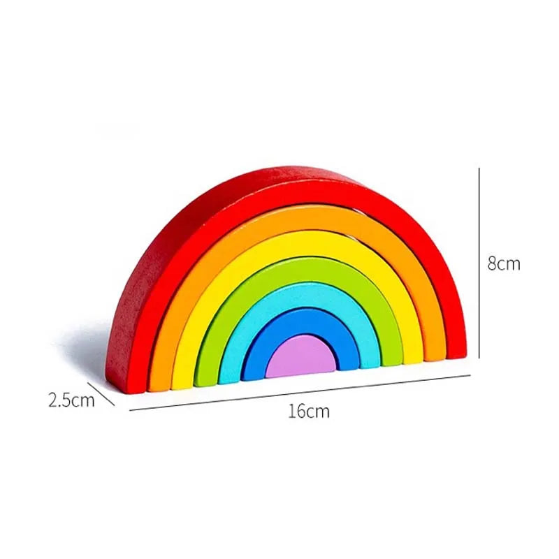 Pont arc-en-ciel Montessori - Blocs de construction en bois, jouets d'apprentissage des couleurs pour bébé