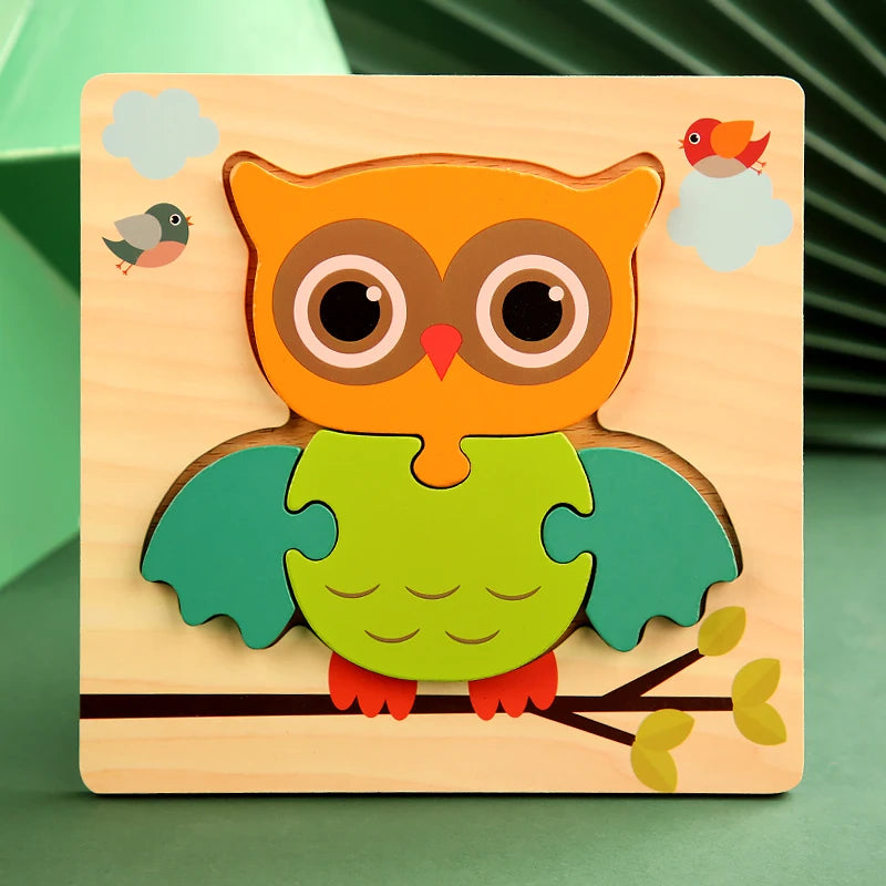 3D Houten Dieren Puzzel - Educatief Speelgoed voor Baby's en Peuters