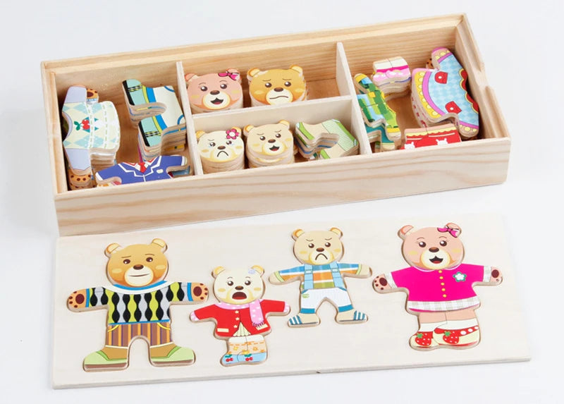 Montessori Dieren Aankleden Puzzel - Houten Educatief Speelgoed Kinderen