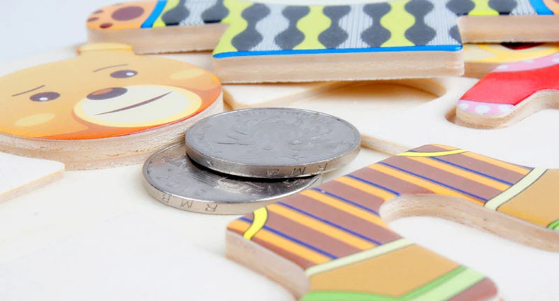 Montessori Dieren Aankleden Puzzel - Houten Educatief Speelgoed Kinderen