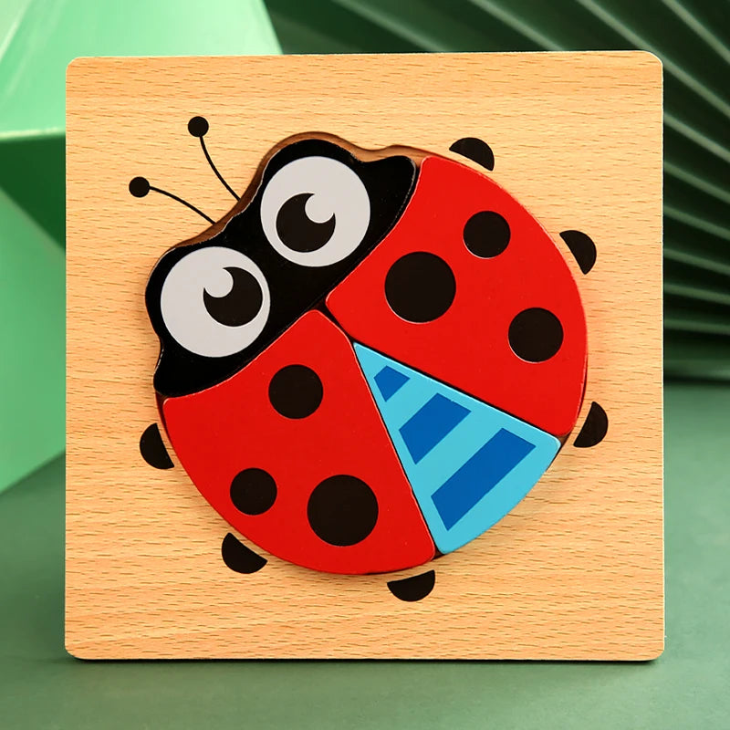 3D Houten Dieren Puzzel - Educatief Speelgoed voor Baby's en Peuters