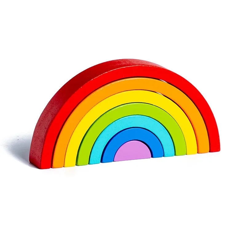 Pont arc-en-ciel Montessori - Blocs de construction en bois, jouets d'apprentissage des couleurs pour bébé