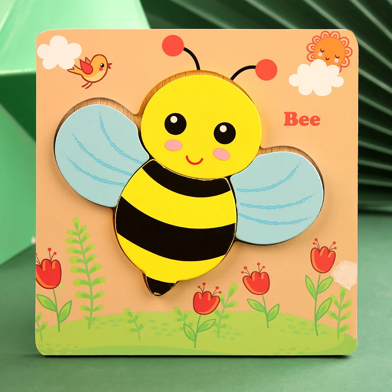 3D Houten Dieren Puzzel - Educatief Speelgoed voor Baby's en Peuters