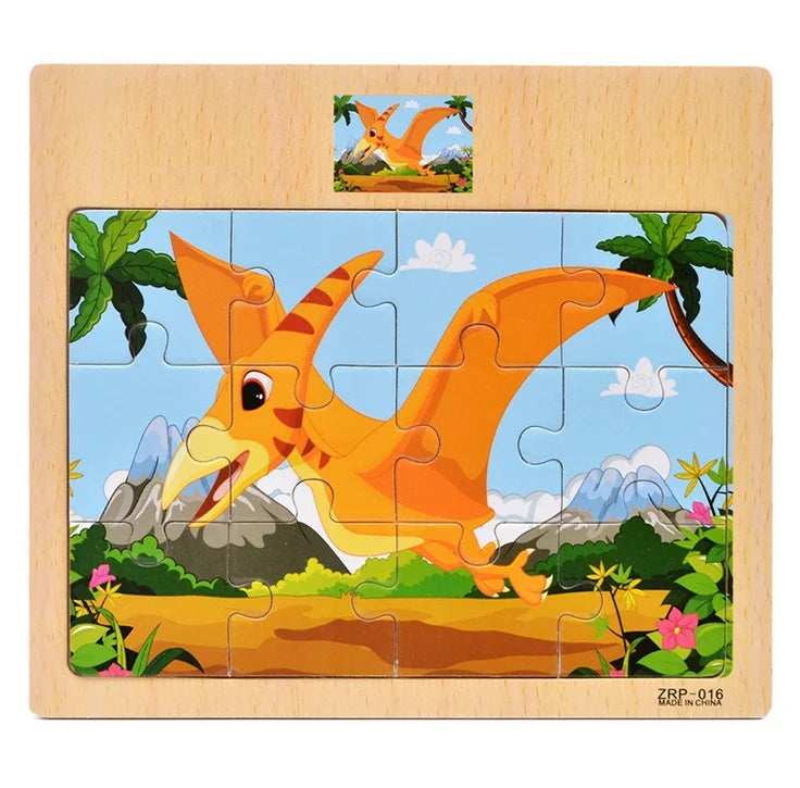 Houten Dieren Puzzel 12 Stukjes - Educatief Speelgoed voor Kinderen