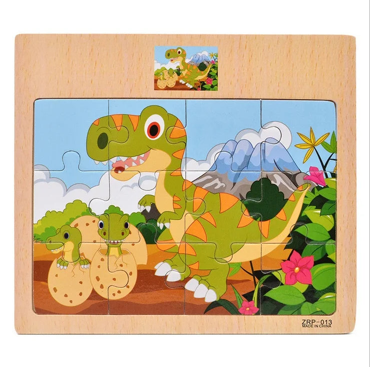 Houten Dieren Puzzel 12 Stukjes - Educatief Speelgoed voor Kinderen