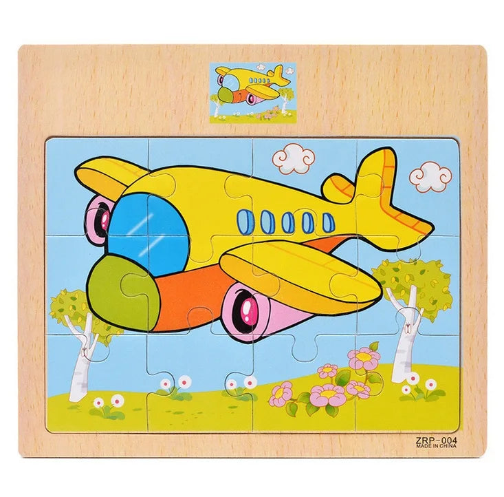 Houten Dieren Puzzel 12 Stukjes - Educatief Speelgoed voor Kinderen