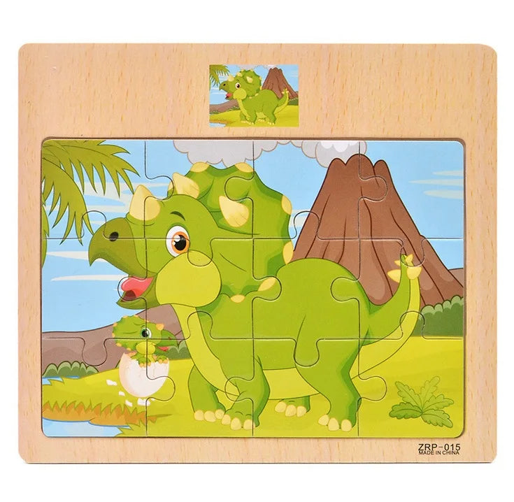 Houten Dieren Puzzel 12 Stukjes - Educatief Speelgoed voor Kinderen