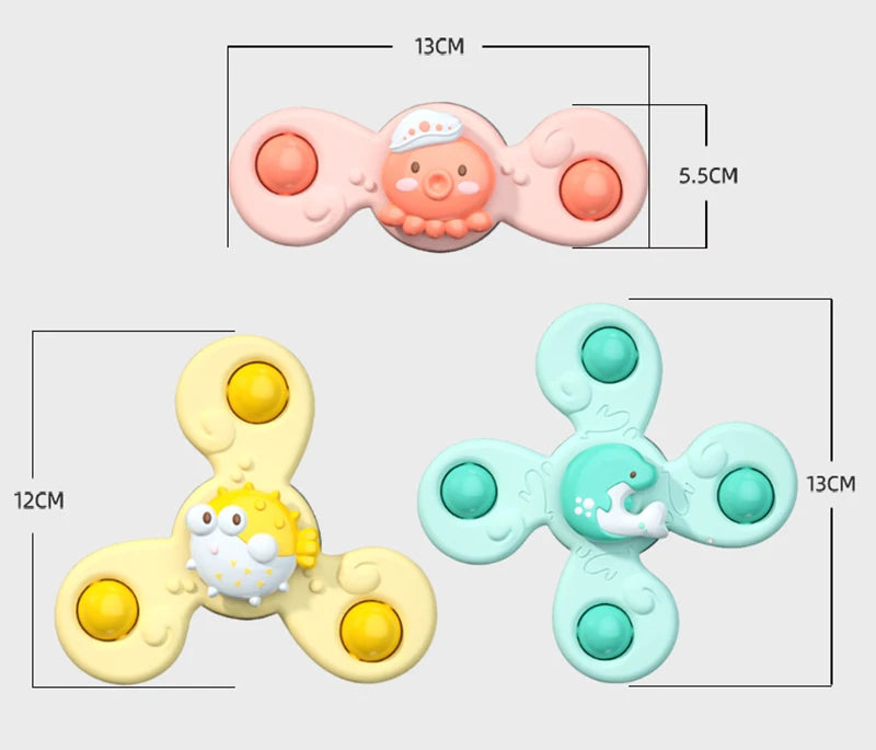 Jouets de bain Montessori - Toupie à ventouse rotative pour bébés et tout-petits
