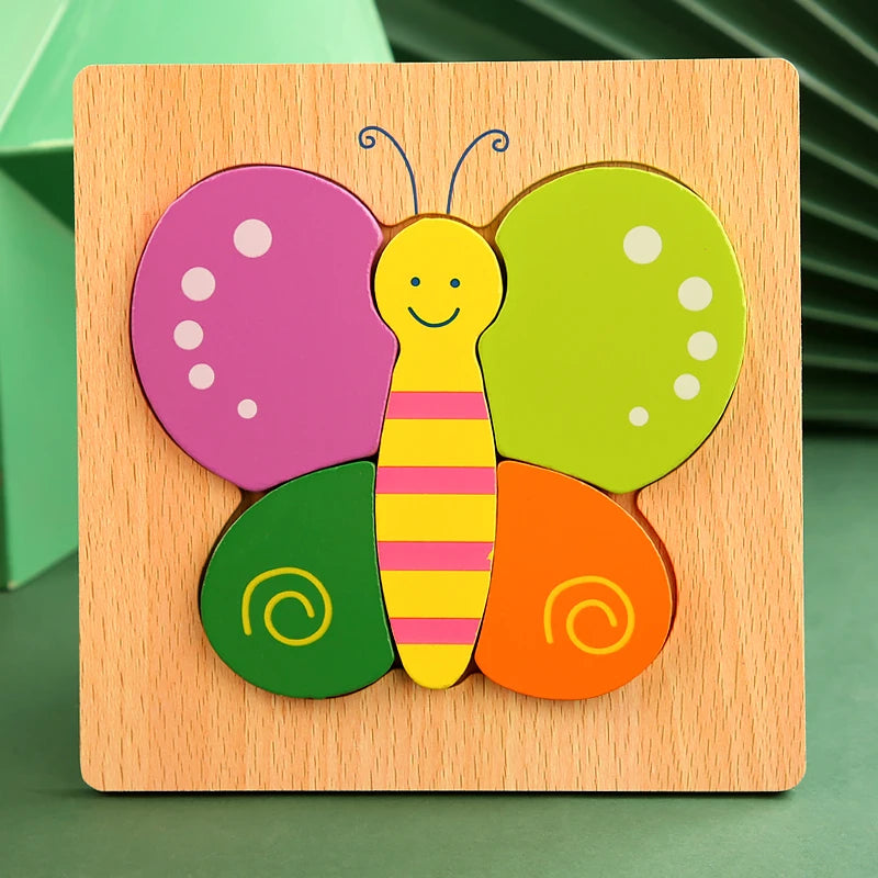 3D Houten Dieren Puzzel - Educatief Speelgoed voor Baby's en Peuters
