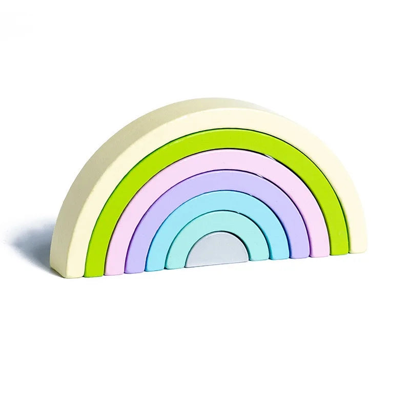 Pont arc-en-ciel Montessori - Blocs de construction en bois, jouets d'apprentissage des couleurs pour bébé