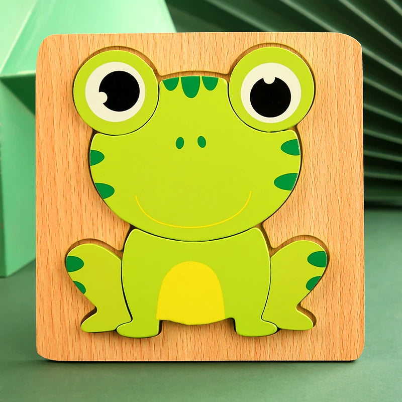 3D Houten Dieren Puzzel - Educatief Speelgoed voor Baby's en Peuters