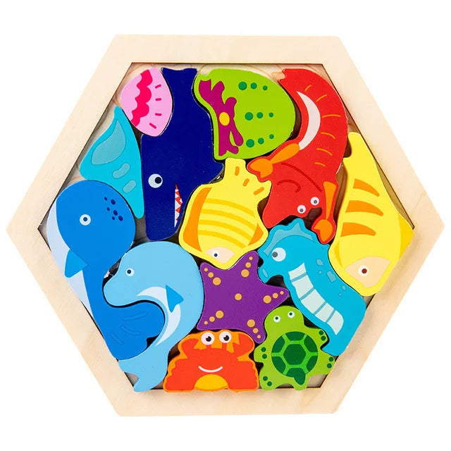 Houten 3D Puzzel voor Kinderen - Educatief Speelgoed Baby Dieren Puzzel