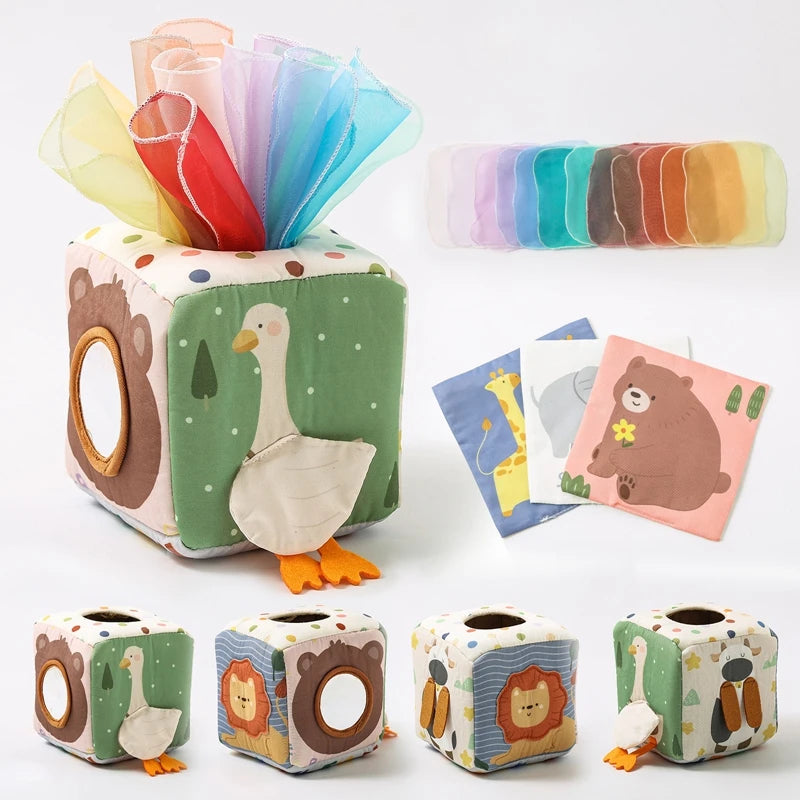 Montessori Katoenen Tissue Box - Sensorisch Speelgoed voor Peuters