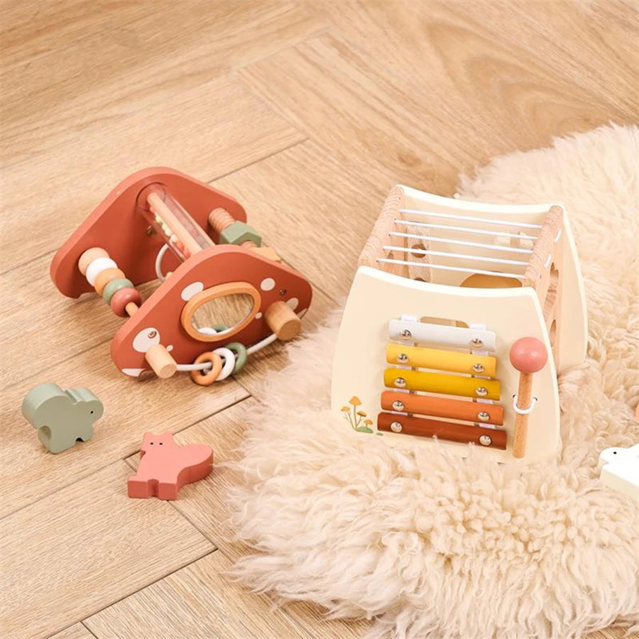 Montessori Houten Paddenstoel Puzzel - Muziek Speelgoed voor Baby's