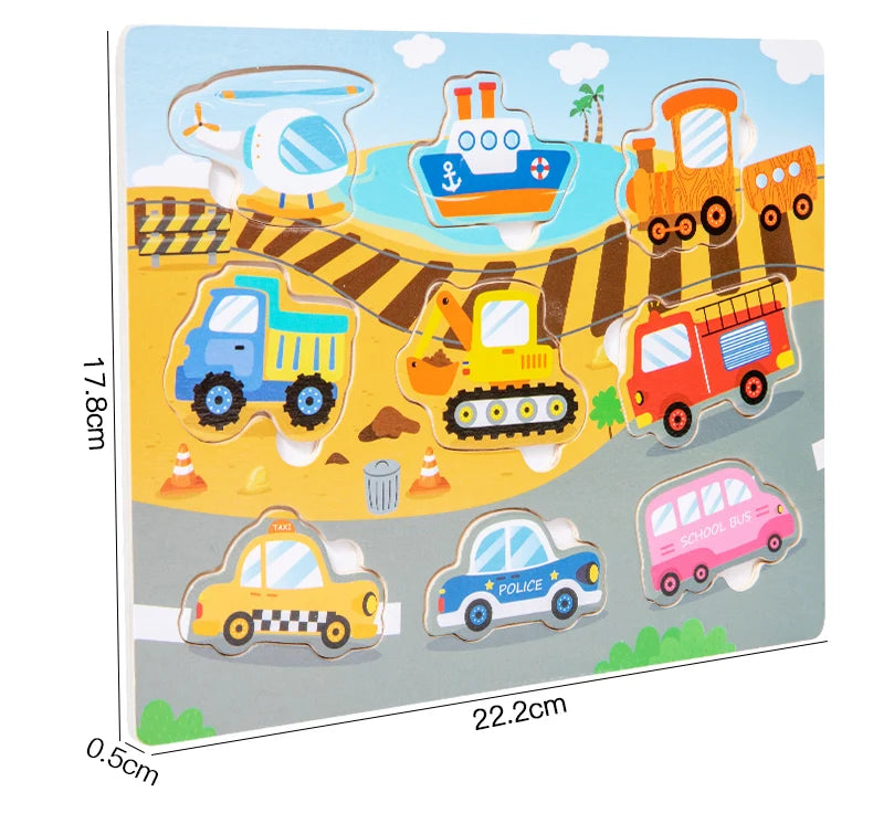 Montessori Houten Puzzels - Grijpbord Educatief Speelgoed Baby Cadeau