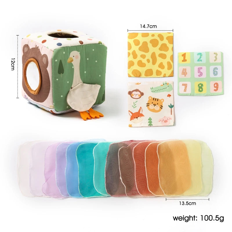 Montessori Katoenen Tissue Box - Sensorisch Speelgoed voor Peuters