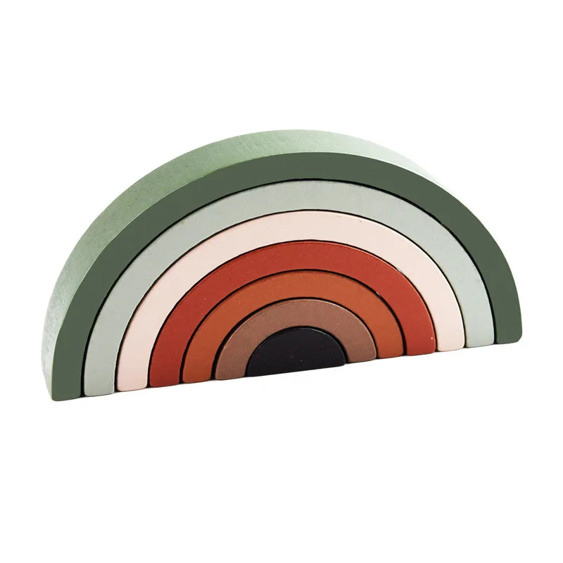Pont arc-en-ciel Montessori - Blocs de construction en bois, jouets d'apprentissage des couleurs pour bébé