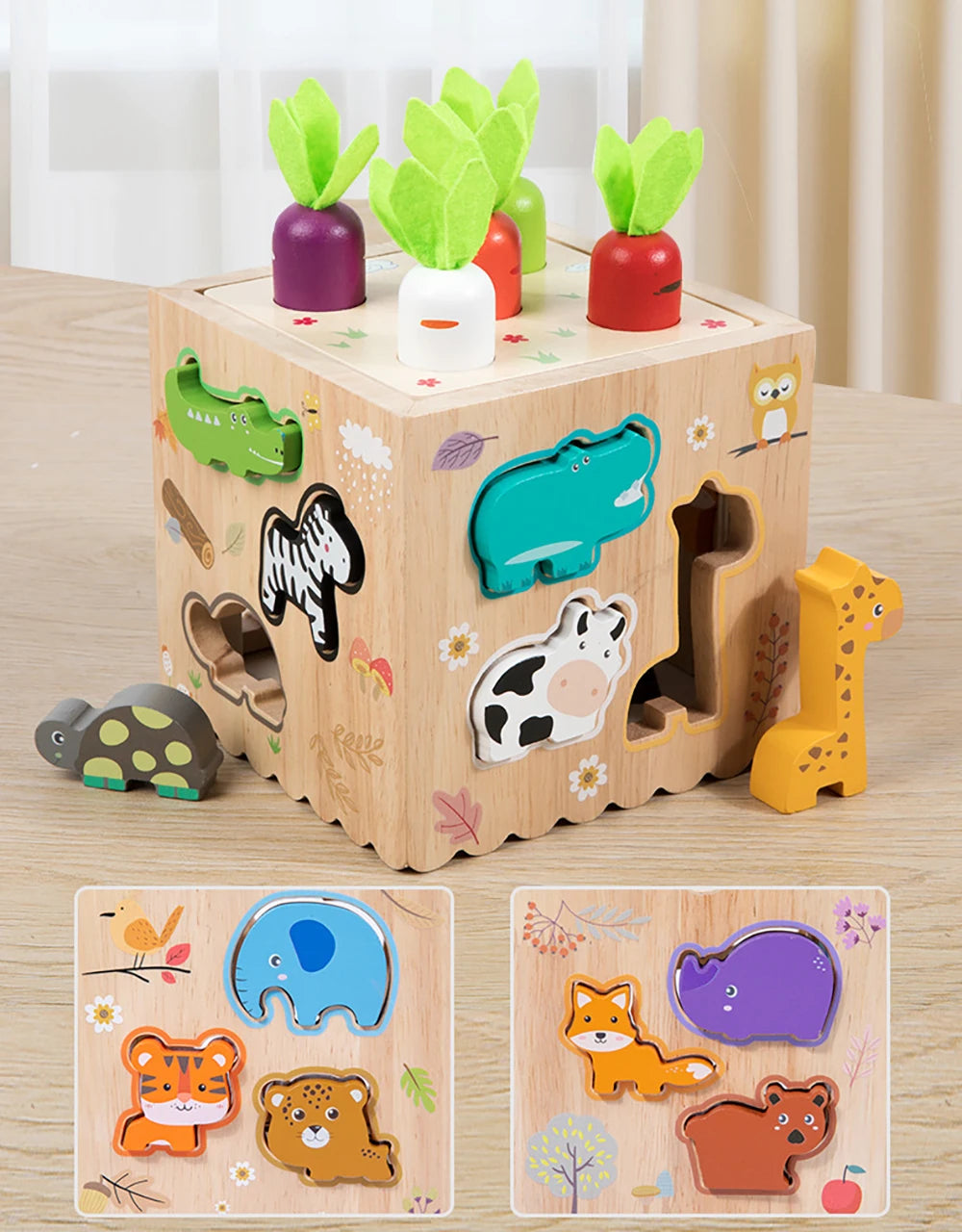 Houten Montessori Vormensorteerspel - Educatief Puzzelspel voor Peuters
