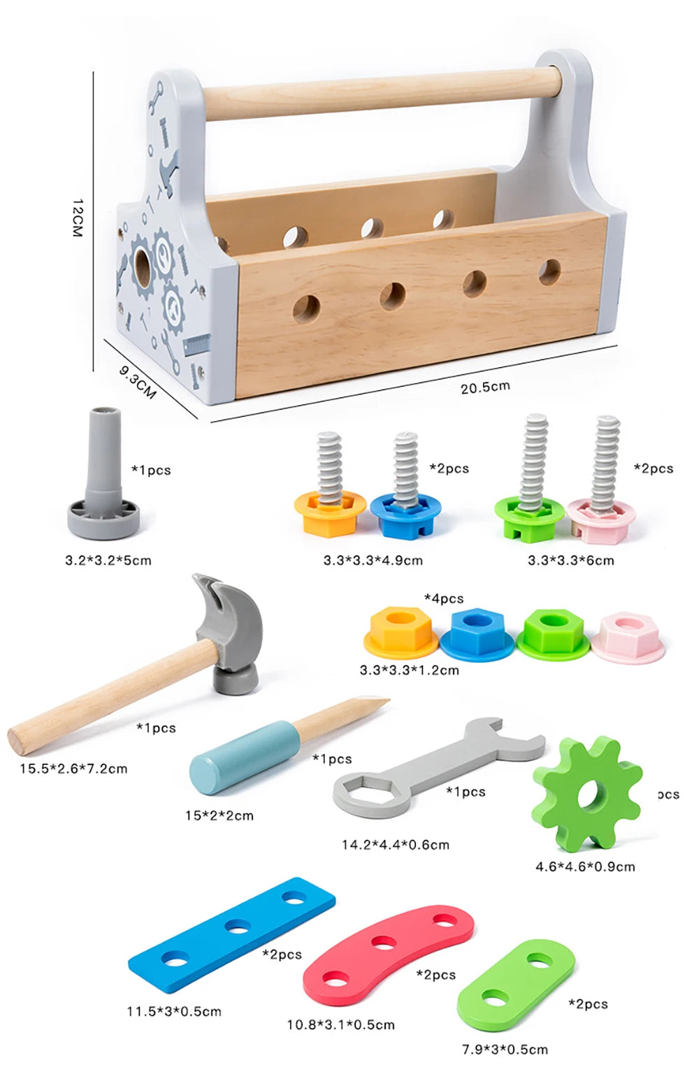 Boîte à outils en bois pour enfants - Jeux de rôle éducatifs