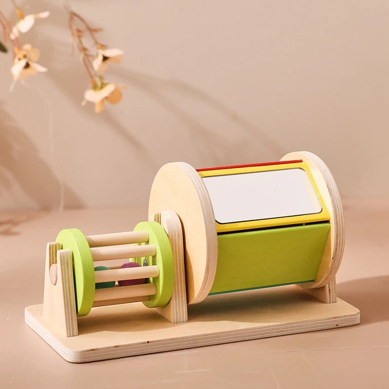 Montessori Houten Baby Speelgoed - Muziek Trommel met Vormen Sorteren en Rammelaar