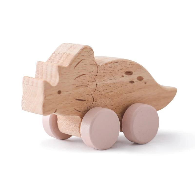 Houten Dinosaurus Auto Speelgoed - Educatief Montessori Speelgoed voor Kinderen