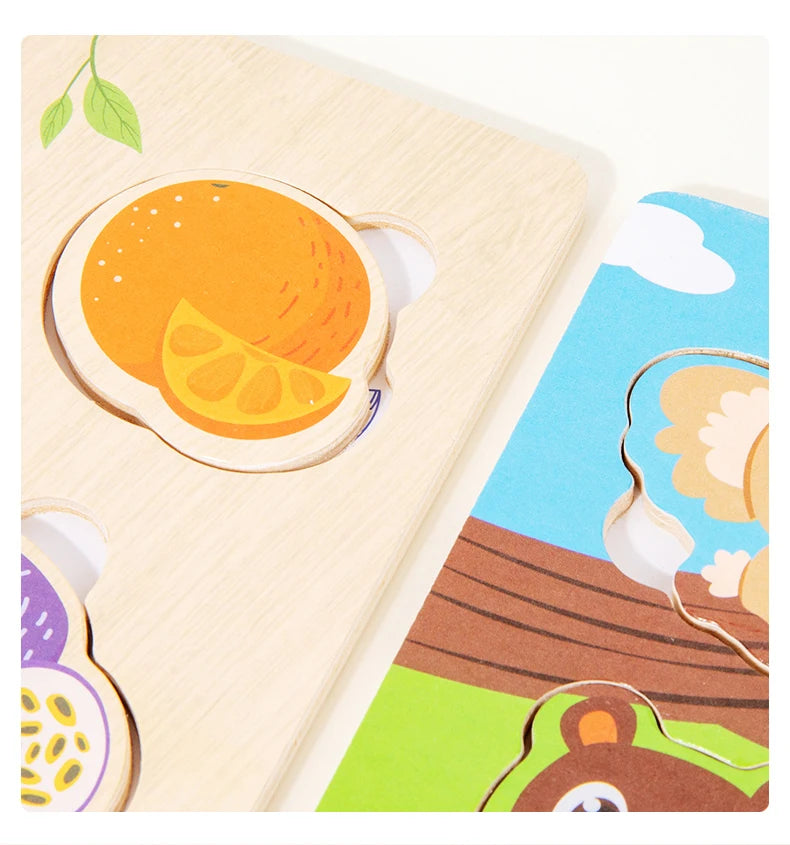 Montessori Houten Puzzels - Grijpbord Educatief Speelgoed Baby Cadeau