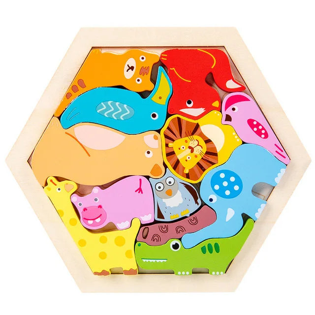 Houten 3D Puzzel voor Kinderen - Educatief Speelgoed Baby Dieren Puzzel