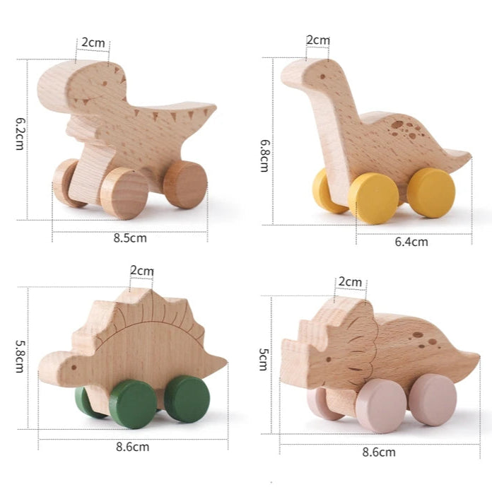 Houten Dinosaurus Auto Speelgoed - Educatief Montessori Speelgoed voor Kinderen