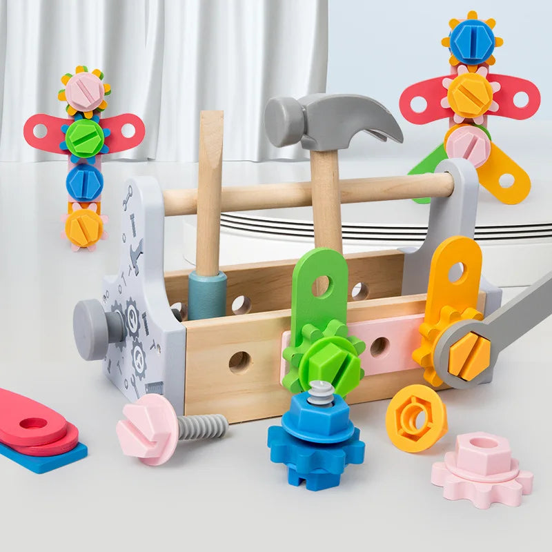 Boîte à outils en bois pour enfants - Jeux de rôle éducatifs