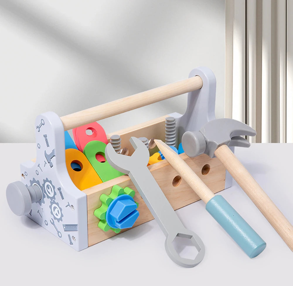 Boîte à outils en bois pour enfants - Jeux de rôle éducatifs