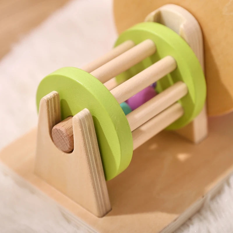 Montessori Houten Baby Speelgoed - Muziek Trommel met Vormen Sorteren en Rammelaar