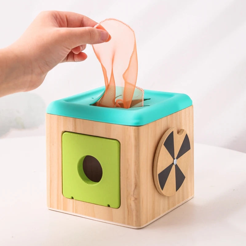 Montessori Houten Baby Speelgoed - Muziek Trommel met Vormen Sorteren en Rammelaar