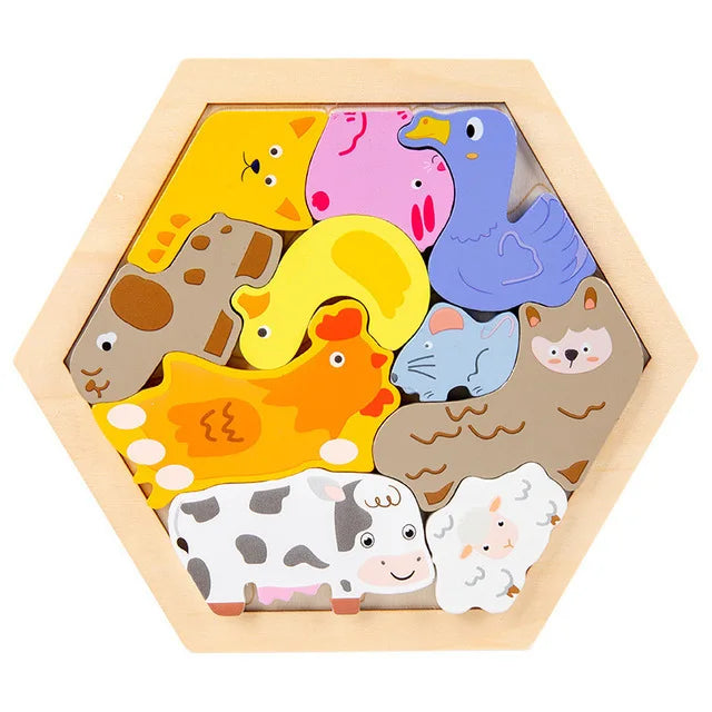 Houten 3D Puzzel voor Kinderen - Educatief Speelgoed Baby Dieren Puzzel