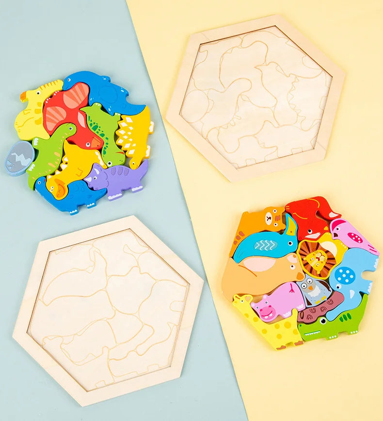 Houten 3D Puzzel voor Kinderen - Educatief Speelgoed Baby Dieren Puzzel