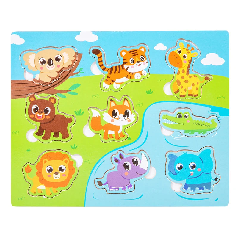 Montessori Houten Puzzels - Grijpbord Educatief Speelgoed Baby Cadeau