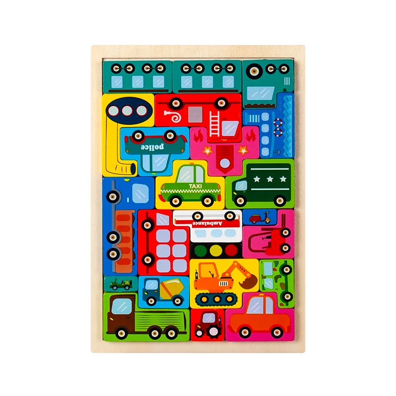 Montessori Houten Dieren & Transport Puzzel - Educatief Speelgoed voor Peuters