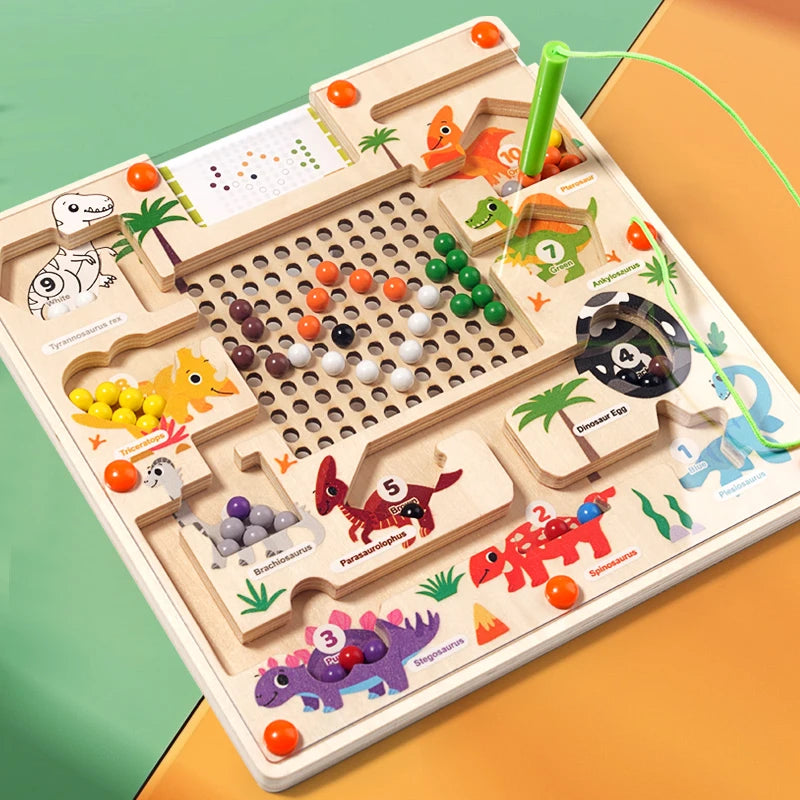 Magnetisch Kleur en Cijfer Doolhof - Montessori Dinosaurus Educatief Speelgoed