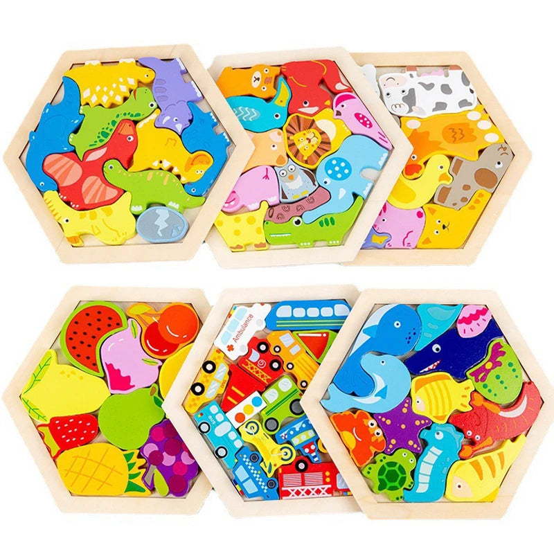 Houten 3D Puzzel voor Kinderen - Educatief Speelgoed Baby Dieren Puzzel