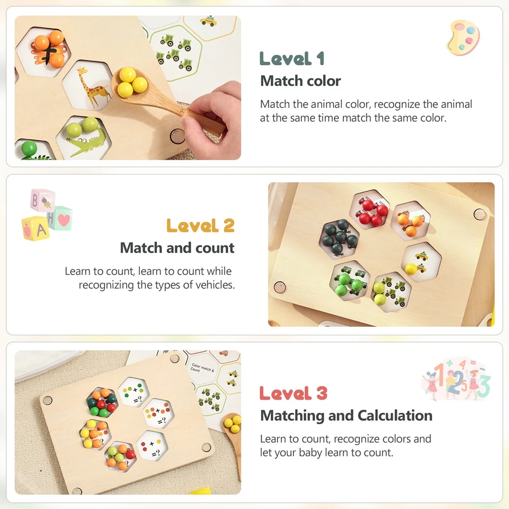 Montessori Regenboog Kralenbord - Engels Leren voor Peuters
