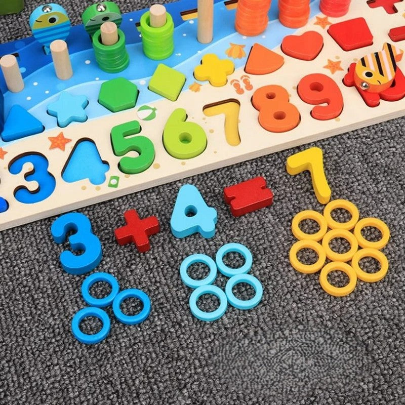 Montessori Houten Puzzel Visspel - Educatief Speelgoed voor Peuters