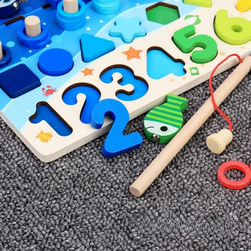 Montessori Houten Puzzel Visspel - Educatief Speelgoed voor Peuters