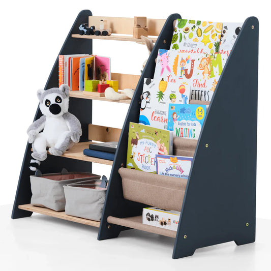 2-in-1 Montessori Boekenplank - Houten Opbergrek voor Boeken en Speelgoed