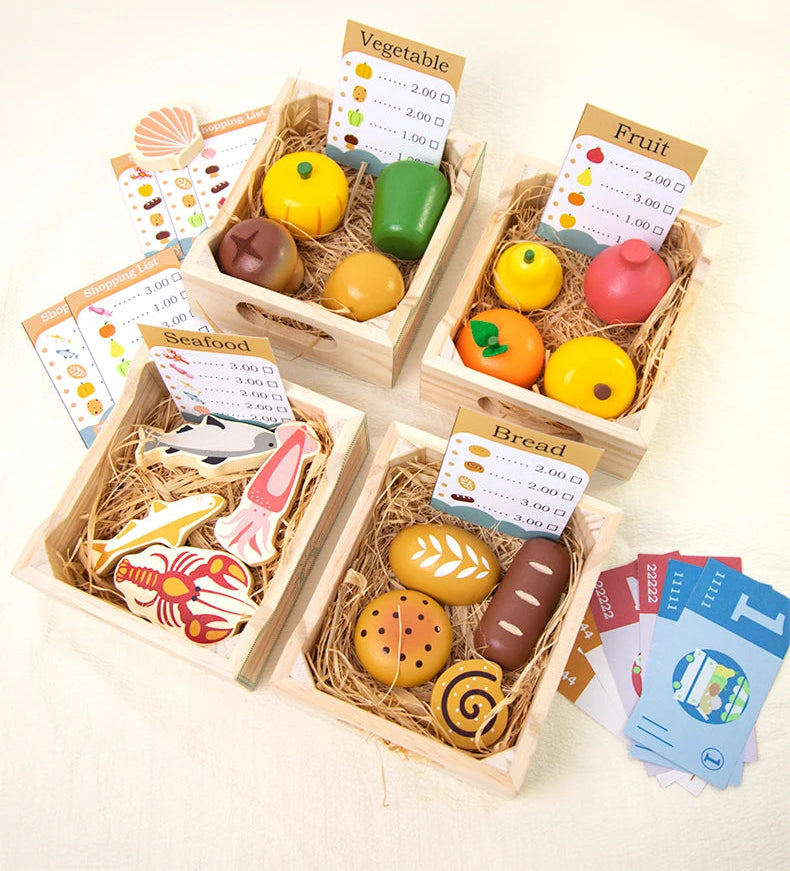 Houten Snijset Groenten & Fruit - Engels Leren door Koken