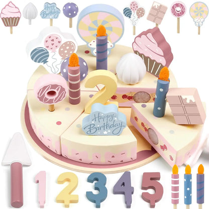 Gâteau d'anniversaire en bois - Apprendre l'anglais en jouant à faire semblant