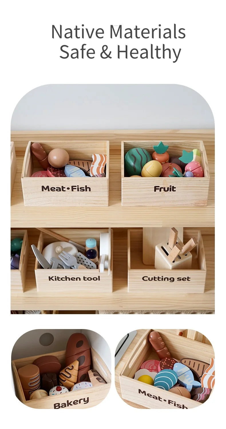 Houten Snijset Groenten & Fruit - Engels Leren door Koken