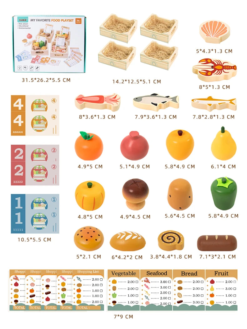 Houten Snijset Groenten & Fruit - Engels Leren door Koken